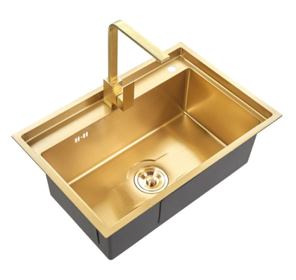 Stainless Steel Undermount Single Bowl  Rose Gold Color Handmade House Kitchen Sink With Square Drainner Hole