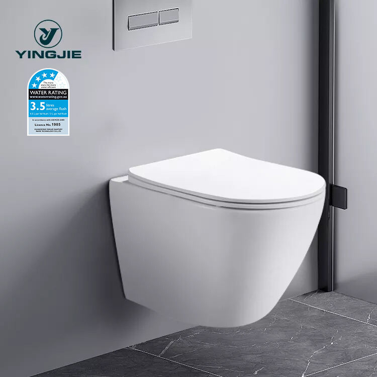 Watermark CE Rimless Washdown Ceramic Toilet Bowl Water Closet Commode Hanging P-trap Wall Hung Toilet