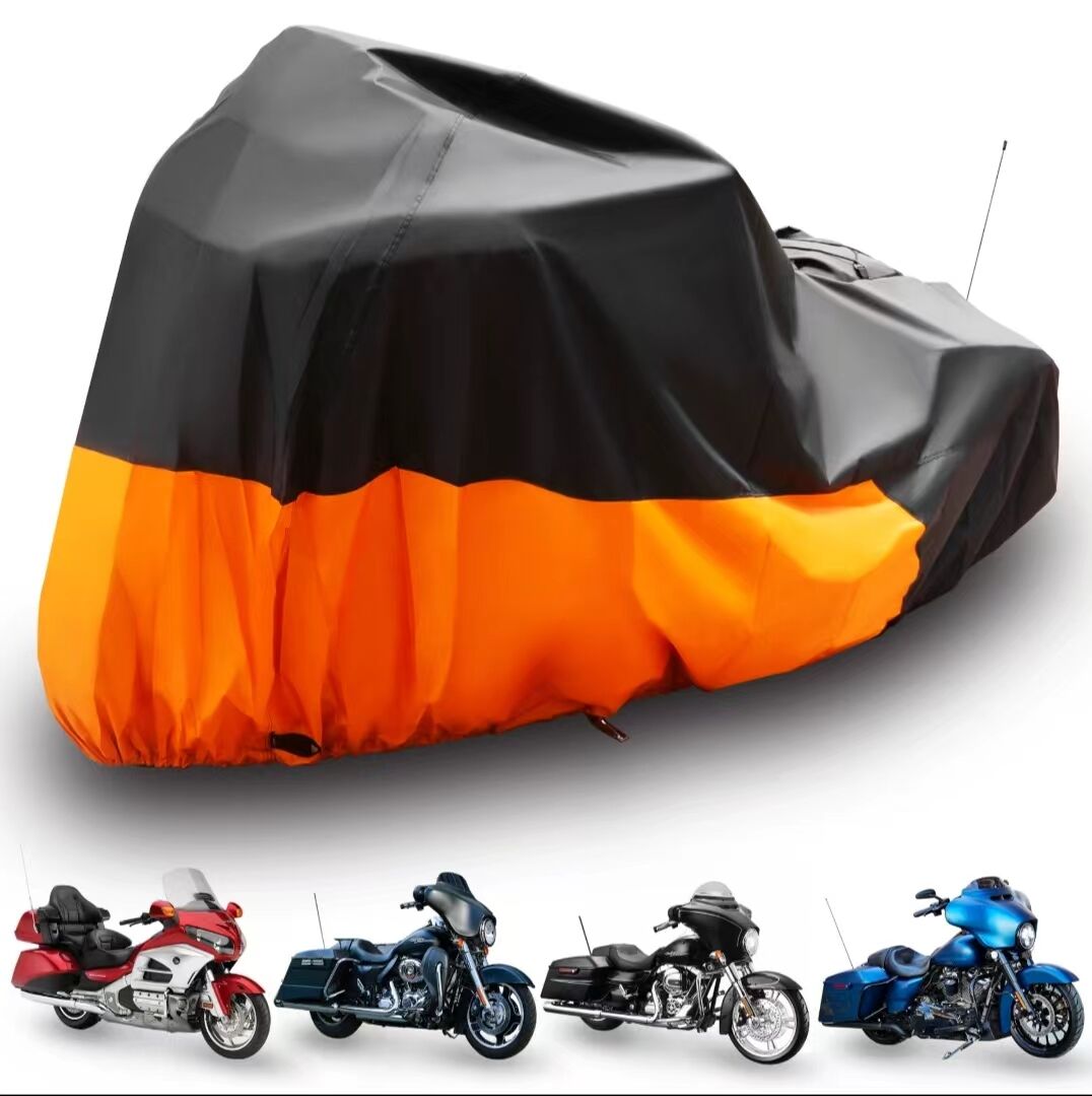 Brand hot selling 420D upper black lower orange motorcycle cover waterproof and customizable manufacture