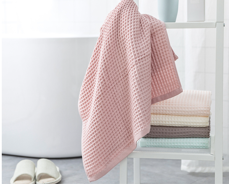 Stock Bath Towel 100% Cotton Waffle Weave Lightweight Quick-dry 70x140cm Solid Color Bath Towel Sets White Bath Hand Face Towels supplier