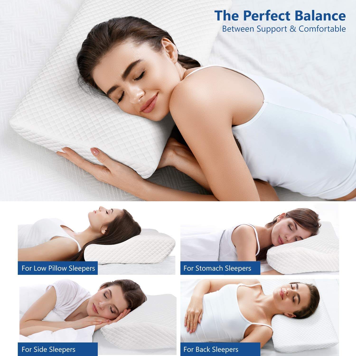 Custom shape Adjustable Ergonomic Cervical Contour ergonomic pillow memory foam for Neck Pain Relief manufacture