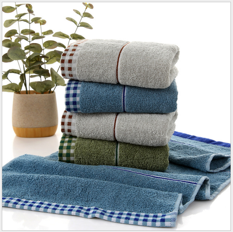 Home Textile Supplier Plaid Absorbent Hand Towels Organic White Face Towel 100 Cotton