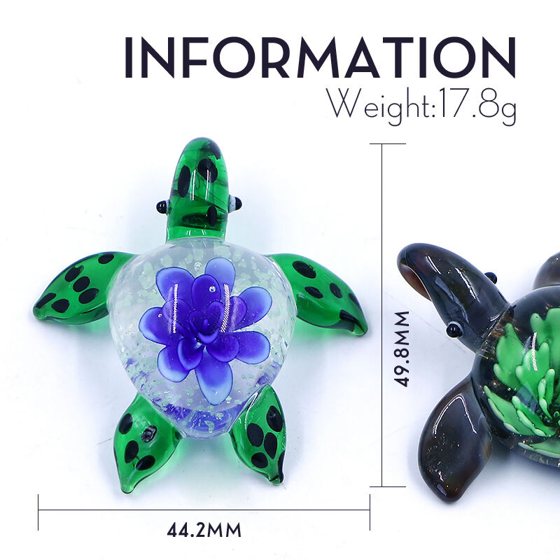 Creative Handmade Blown Glass Figurine Animal Colorful Turtle Statue factory