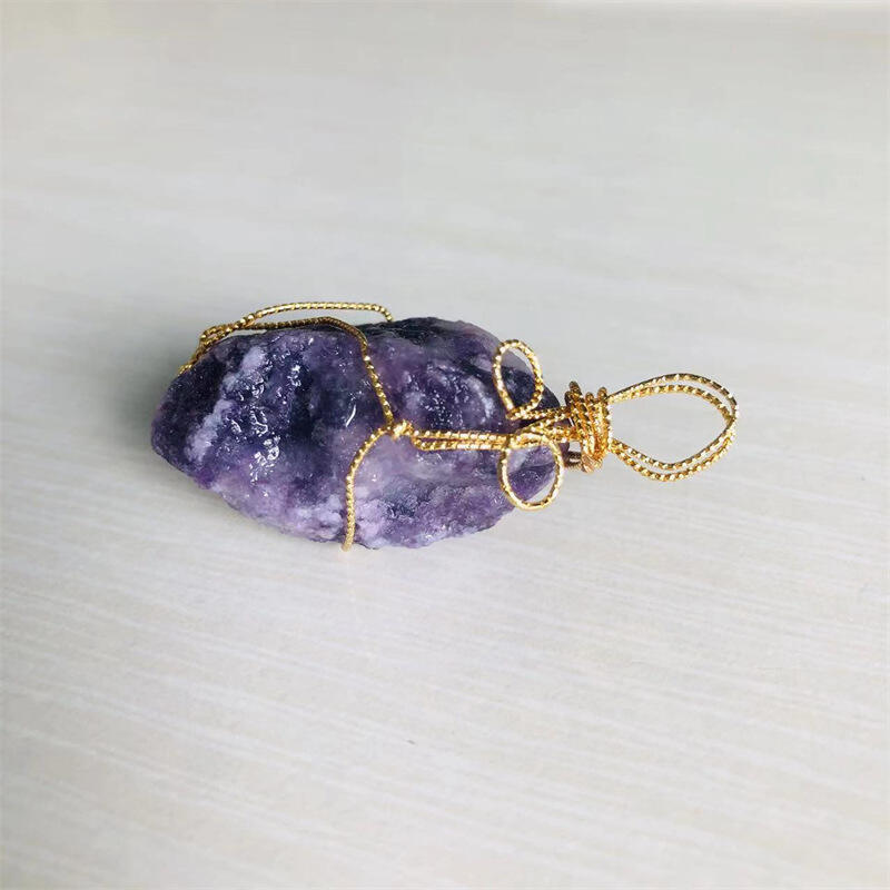 Natural Crystal Pendant Raw Crystal Stone Agate Amethyst Rough Rose Quartz Pendant supplier