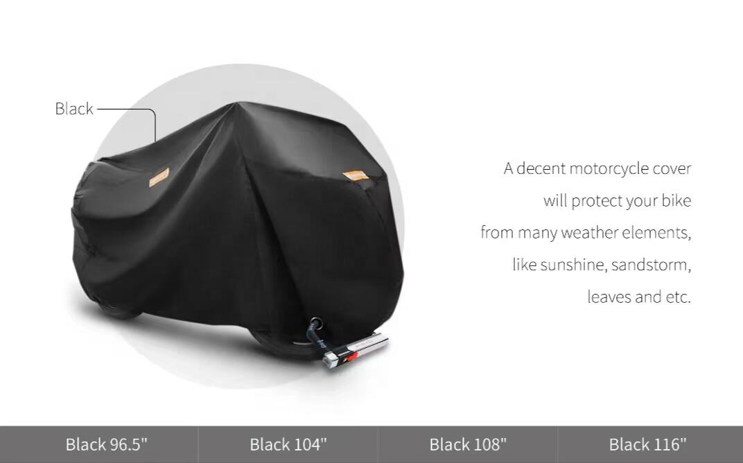 Factory hot sale high quality waterproof 210D full black motorcycle cover details