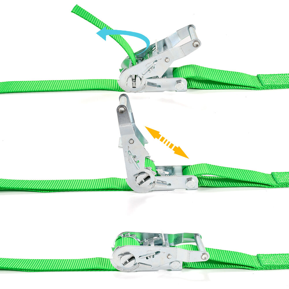 38mm 1500kg heavy duty zinc ratchet strap with double s hook webbing straps factory