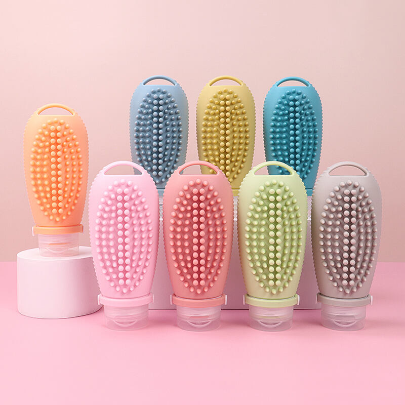 100ML Reusable Silicone Bottles with Clean Hair Brush For Travel