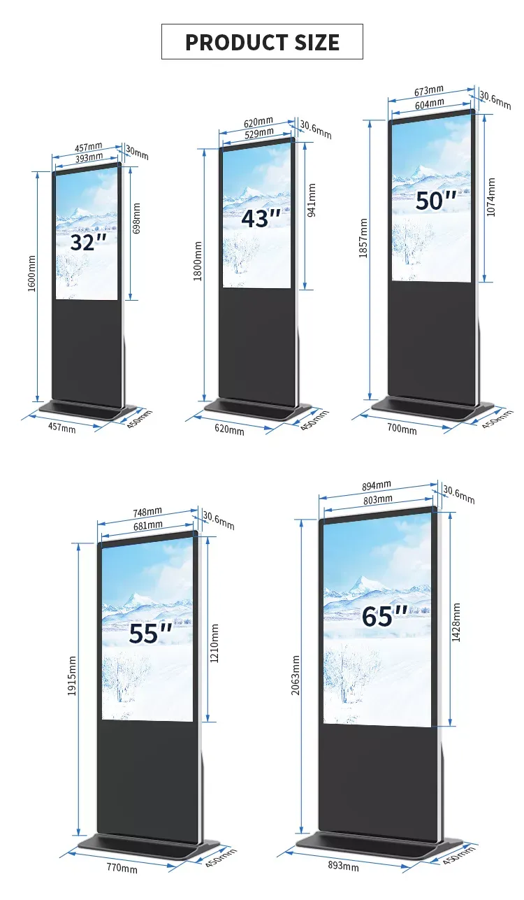 55 inch cheap price double side touch screen lcd monitor digital signage kiosk floor standing advertising display supplier