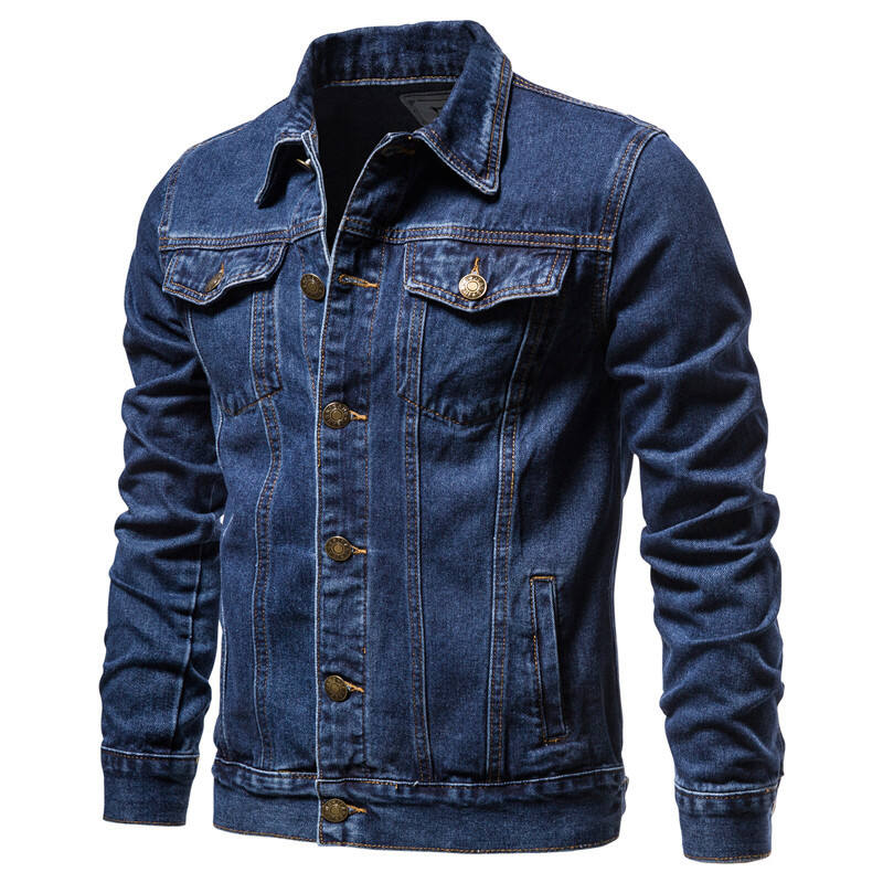 Customation High Quality Man Simple Casual Lapel Joker Blue Denim Coat Men's Large Size Jean Jacket Men's Jean Jacke Coats supplier