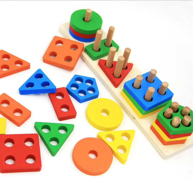 Sorting And Stacking Wooden Building Blocks Toys