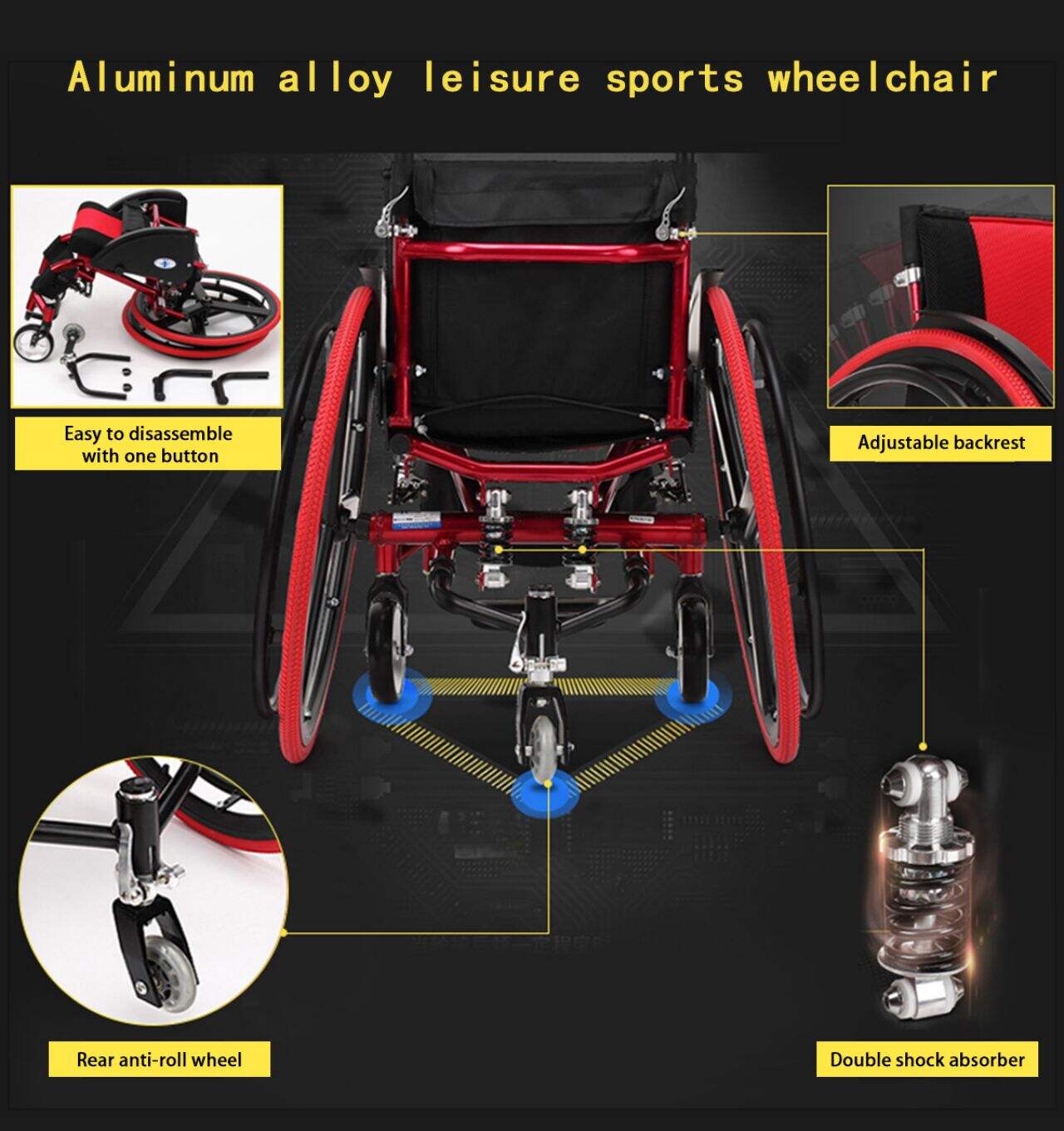 KSM- 220 Hot selling sport folding wheelchair lightweight manual wheelchair for the elderly details