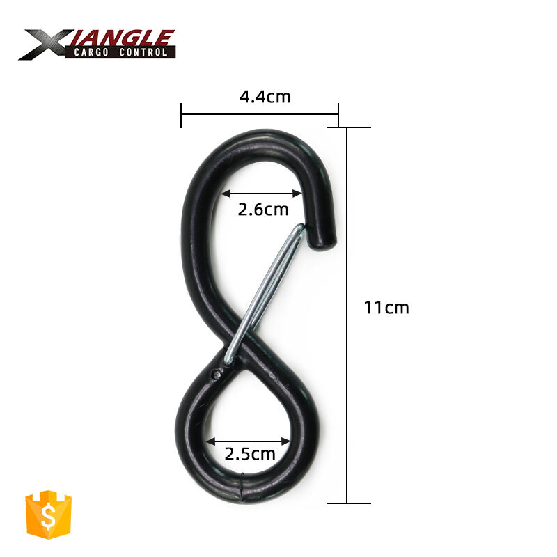 Heavy duty 1.5'' adjustable s hooks metal black 1500kgs cargo s hook with keeper manufacture