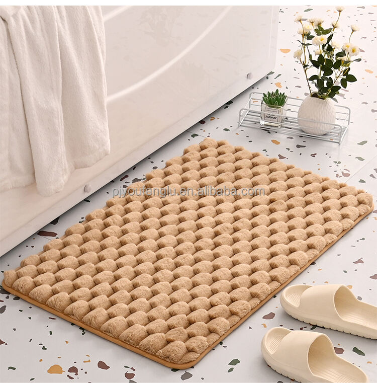 fish scale 3cm  absorbent non-slip Conical pattern quick dry cotton Toilet bath mat PVC bottom memory foam flannel household mat supplier