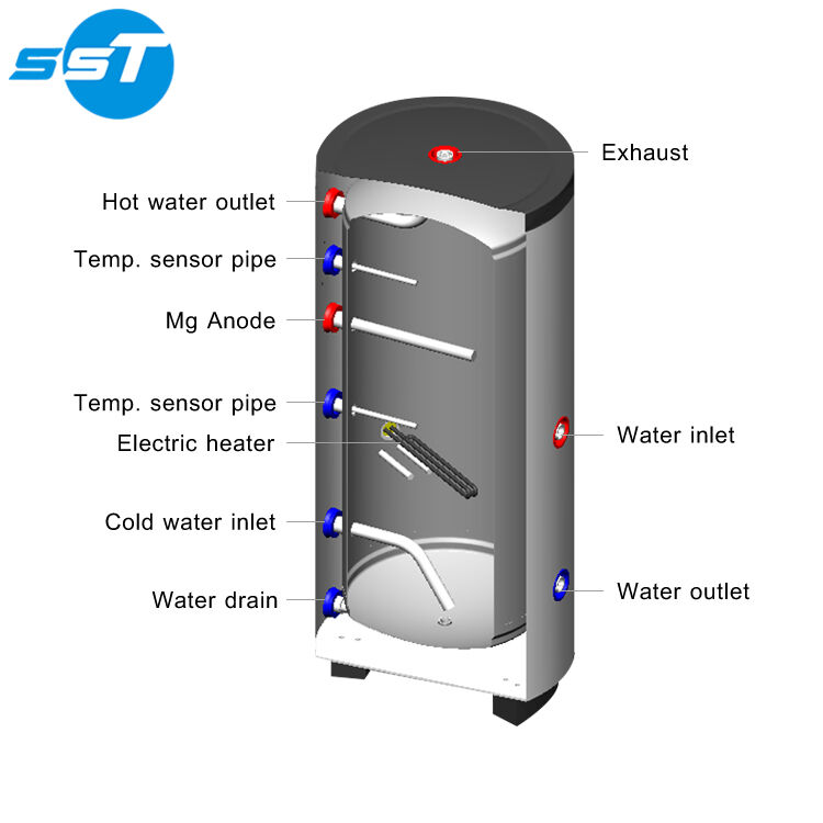 SST pressure buffer tank water tank 80l 100l 200l hot sell hotel hospital solar water buffer tanks details