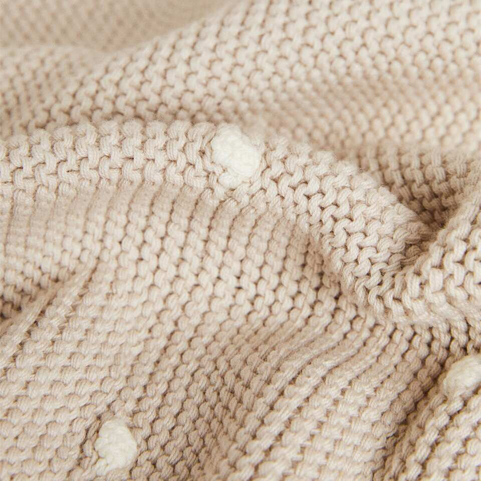 100% cotton plain knit baby handmade crochet edge pom pom throw blanket for kids QY details