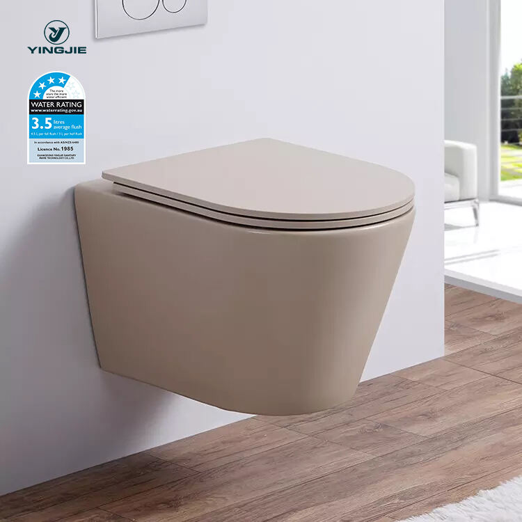 Matte khait bathroom sanitary ware ceramic wall hung toilet water space saving toilet