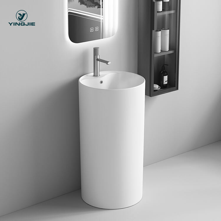 ceramic hand wash basin with pedestal wash basin sink for hotel bathroom factory