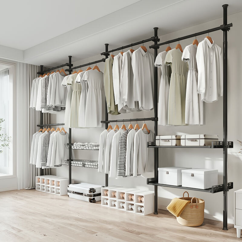 Bedroom Simple Open Clothes Closet Metal Portable Wardrobe Steel Folding Wardrobe Closet factory