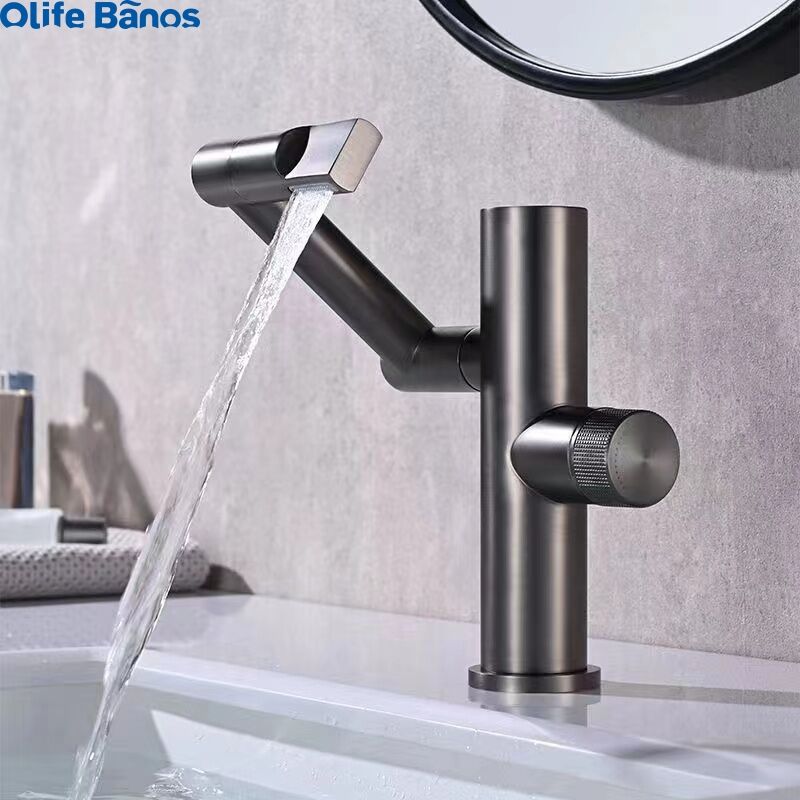 Hot Sale  Folding Collapsible Brass Gunmetal White Digital Display Temperature Lavatory Basin Mixer Tap Sink Faucet factory