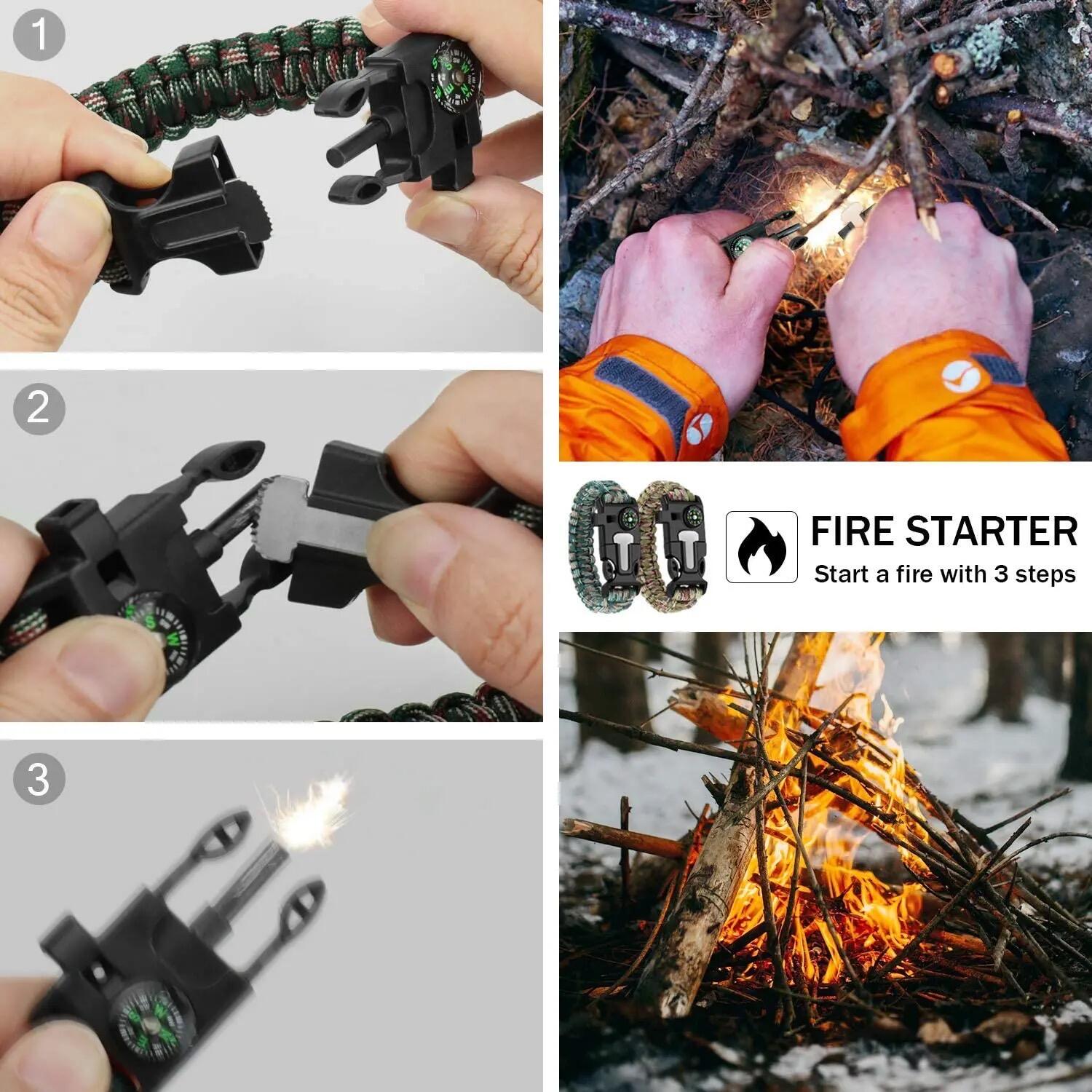Anthrive Adjustable Paracord Survival Bracelet With Fire Starter Loud Whistle Perfect for Hiking Camping Fishing and Hunting factory