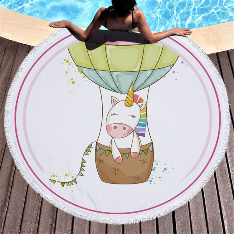 Round 100% polyester custom big size printed high end Quick-Dry Microfiber Shower Beach Towel factory