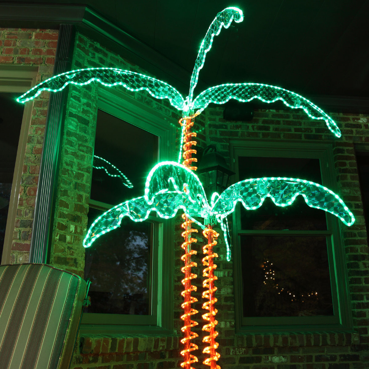 Outdoor Garden Decorate 4.5' Deluxe LED Rope Lighted Palm Tree Lights details