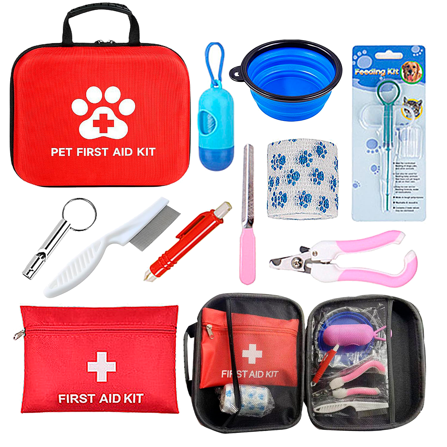 Anthrive Outdoor Portable EVA Waterproof Emergency Dog Cat Pet First Aid Bag Kit For Travel Camping With Medical Supplies supplier