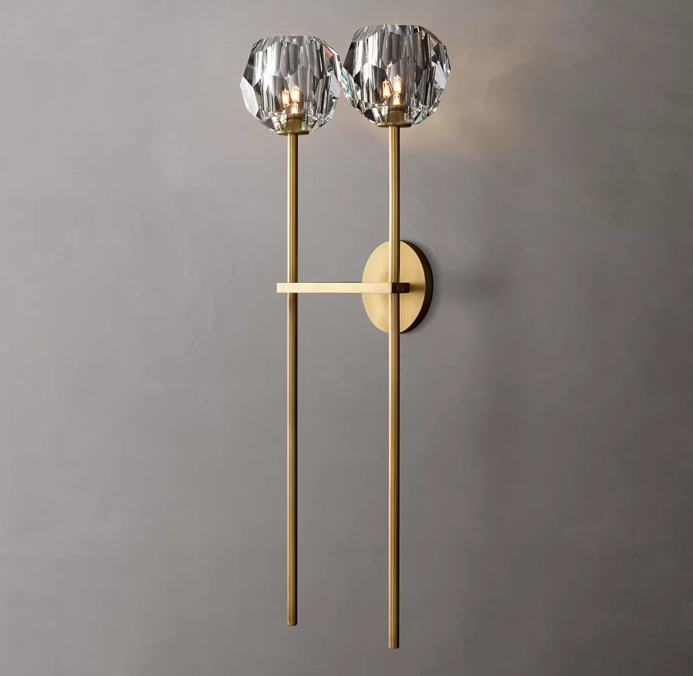 Living Room Background Villa Hotel Corridor Crystal Wall Light Copper Long Pole Bedroom Bedside Wall Lamp details