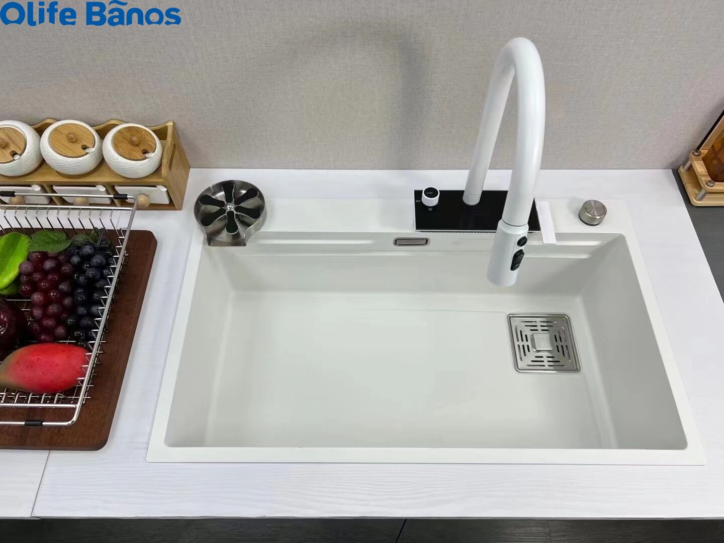 White Nano  Stainless Steel Sink Water Power Generation Waterfall Rain Dance Faucet Kitchen Sink With Digital Display supplier