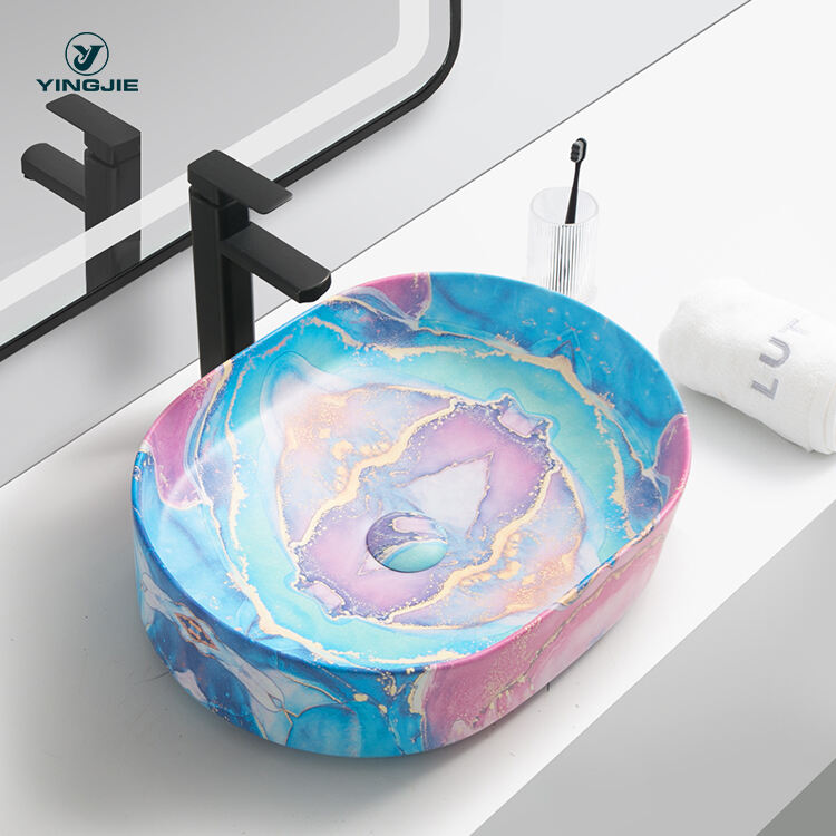 ceramic basin countertop sinks pink marble basin bathroom art basin sink details