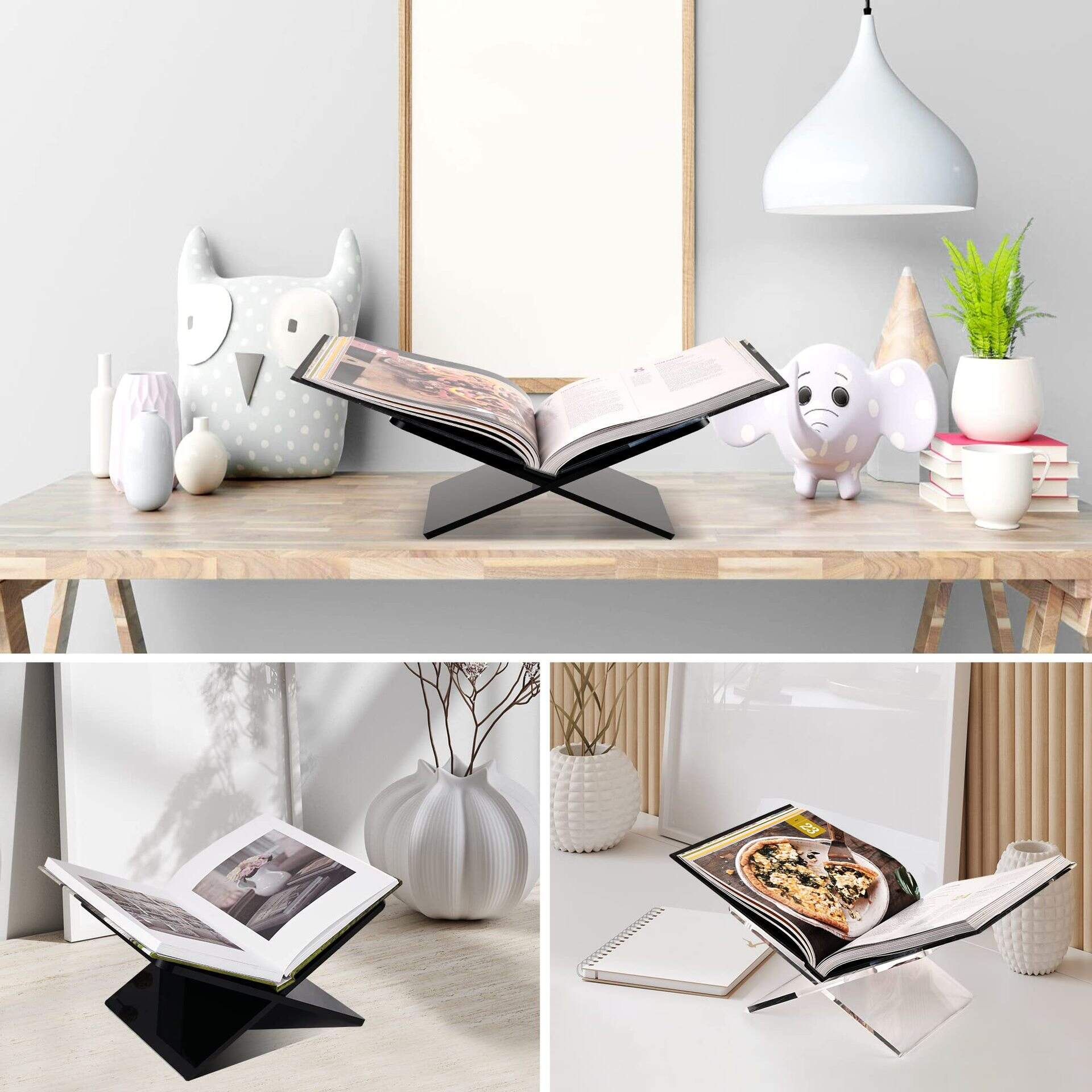 Creative Acrylic Transparent Book Stand Reading Bookcases Homework Magazines Acrylic Book Shelf Acrylic Book Holder Display Rack factory