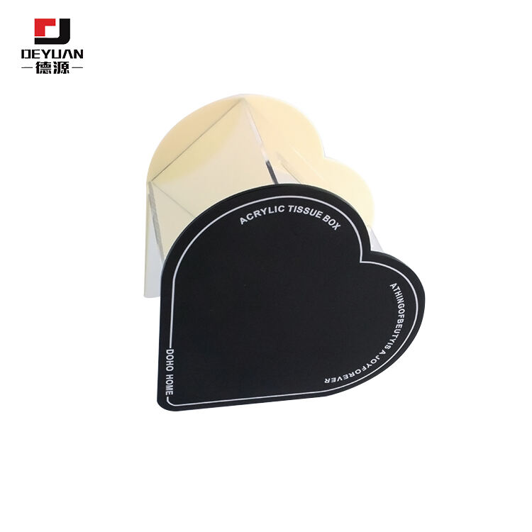 New Design Wholesale Handmade Modern Heart Shaped Acrylic Napkin Dispenser Holder Tissue Box manufacture