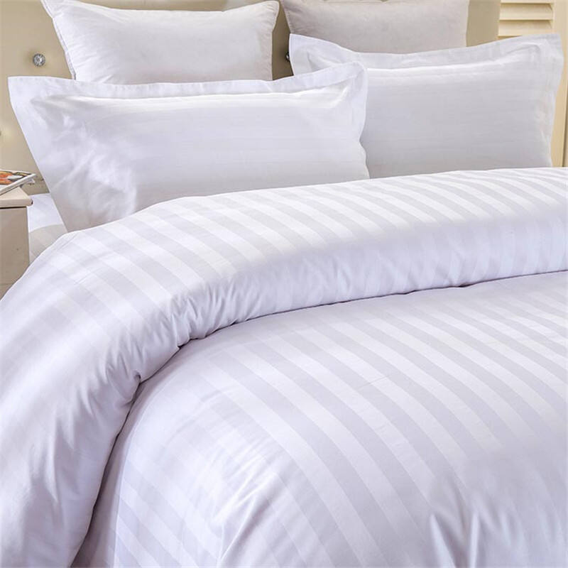 Homestay Hotel Fabric Satin Striped Bed Sheet Fabric Thickened White bed sheet set cotton details