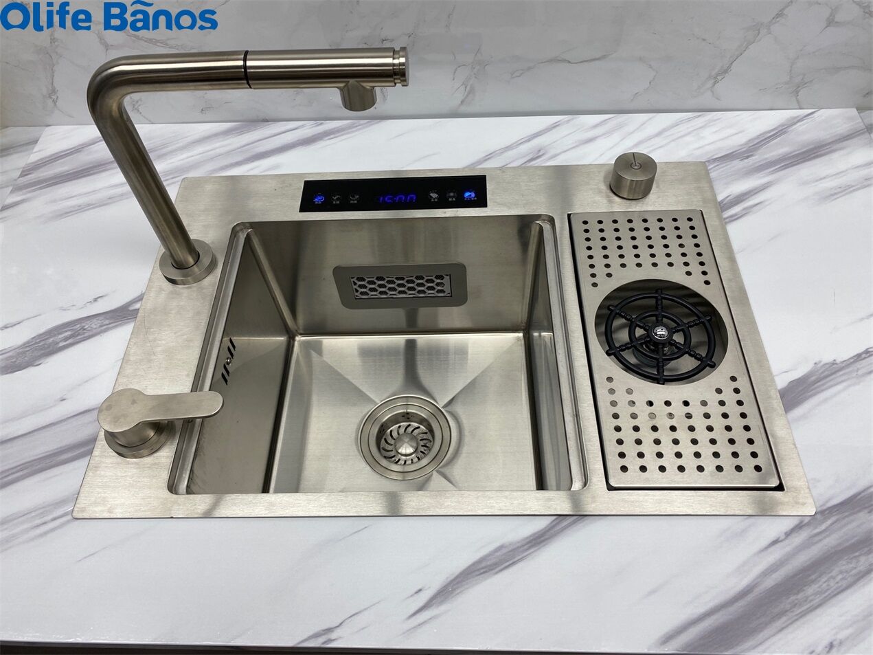 Hidden  Nano Stainless Steel Fruit And Vegetable Ultrasonic Cleaning Purifying Intelligent Kitchen Sink With Cup Washer manufacture