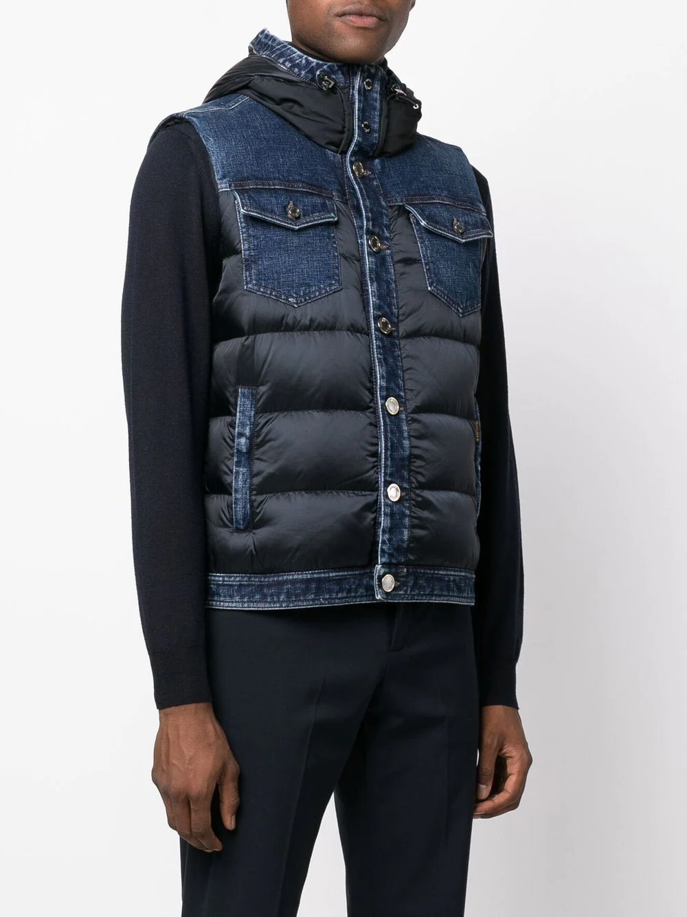 High Quality Cotton Winter Button Waistcoat Sleeveless Jacket Black Quilted Down Waterproof Puffer Men's Vests manufacture