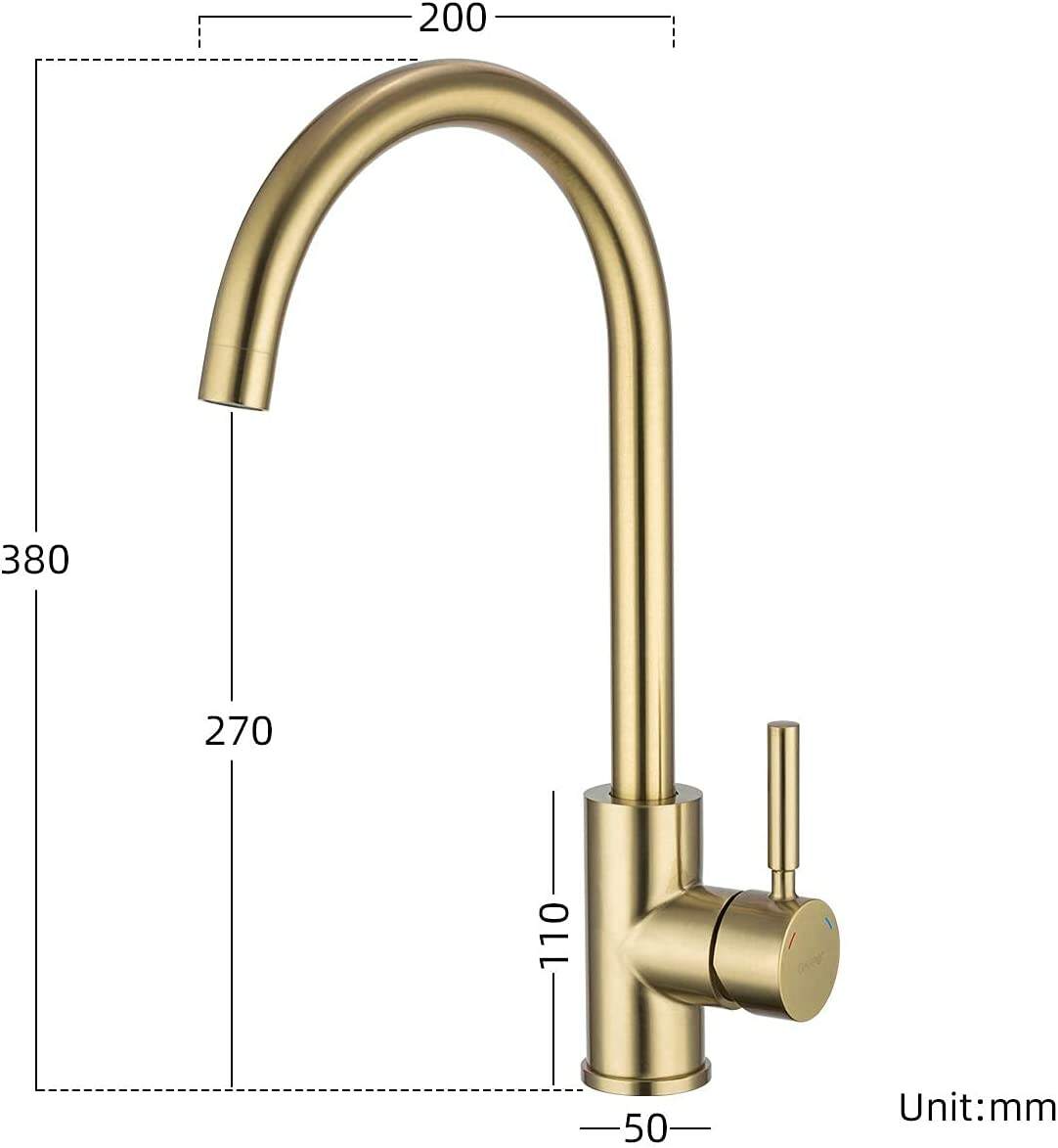 Monobloc Kitchen Gold Mixer Sink Taps Lead Free 360 Degree Swivel High Arc Single Lever Bathroom Mixer Tap factory