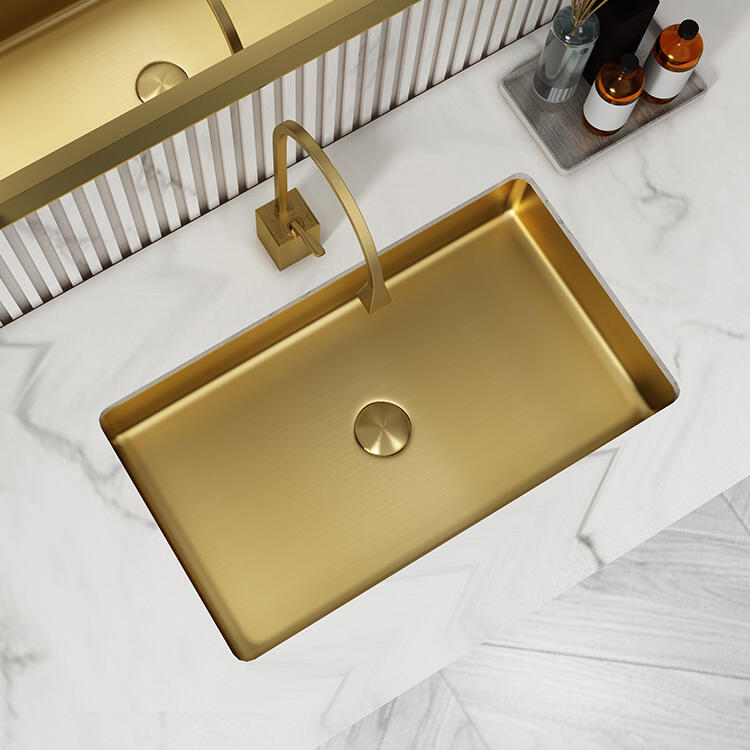 Factory Luxury Handmade Golden Sink Bathroom Stainless Steel SS304 Undermount Sinks Art Basins factory