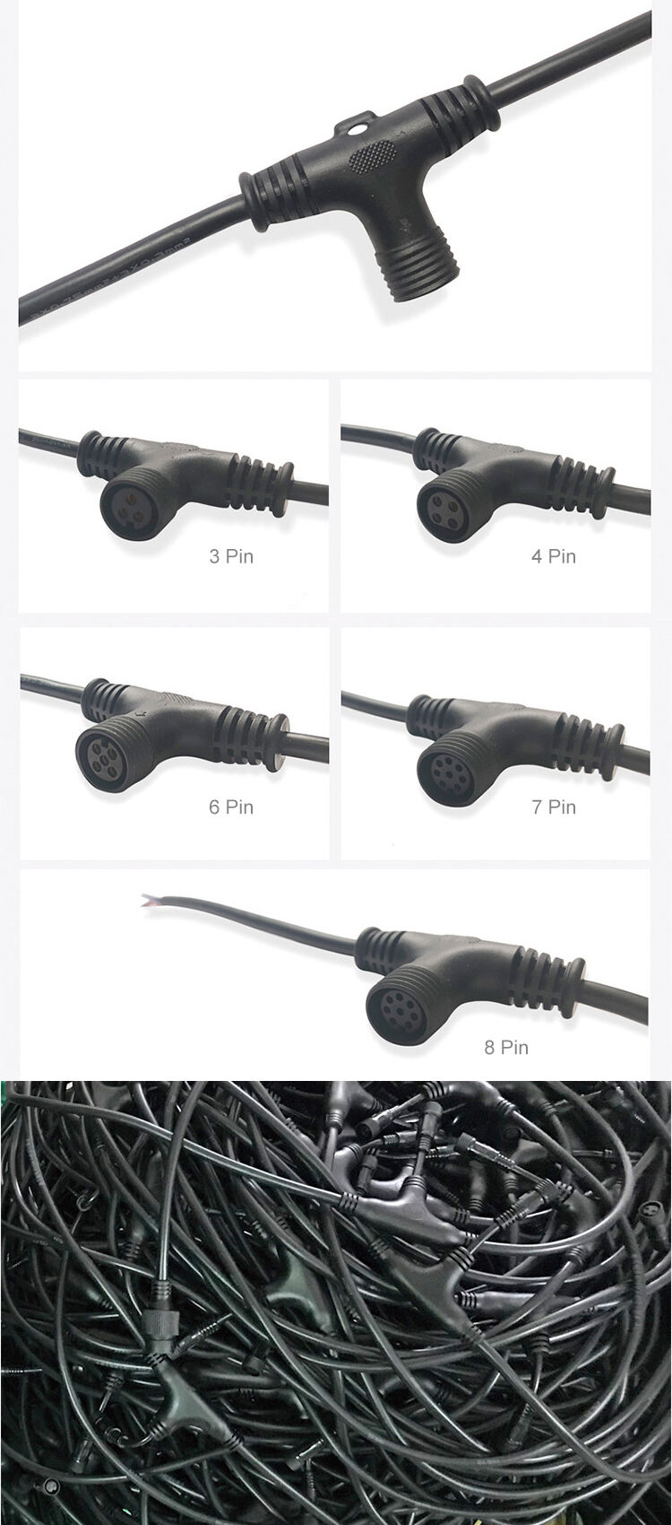 IP65 IP67 IP68 Floor Heating LED Power Cable Joint Outdoor Male Female T type Waterproof Plug manufacture