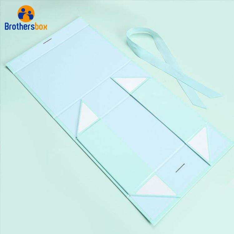 Multi-color Folding Gift Box with Ribbon / Custom Collapsible Rigid Box manufacture