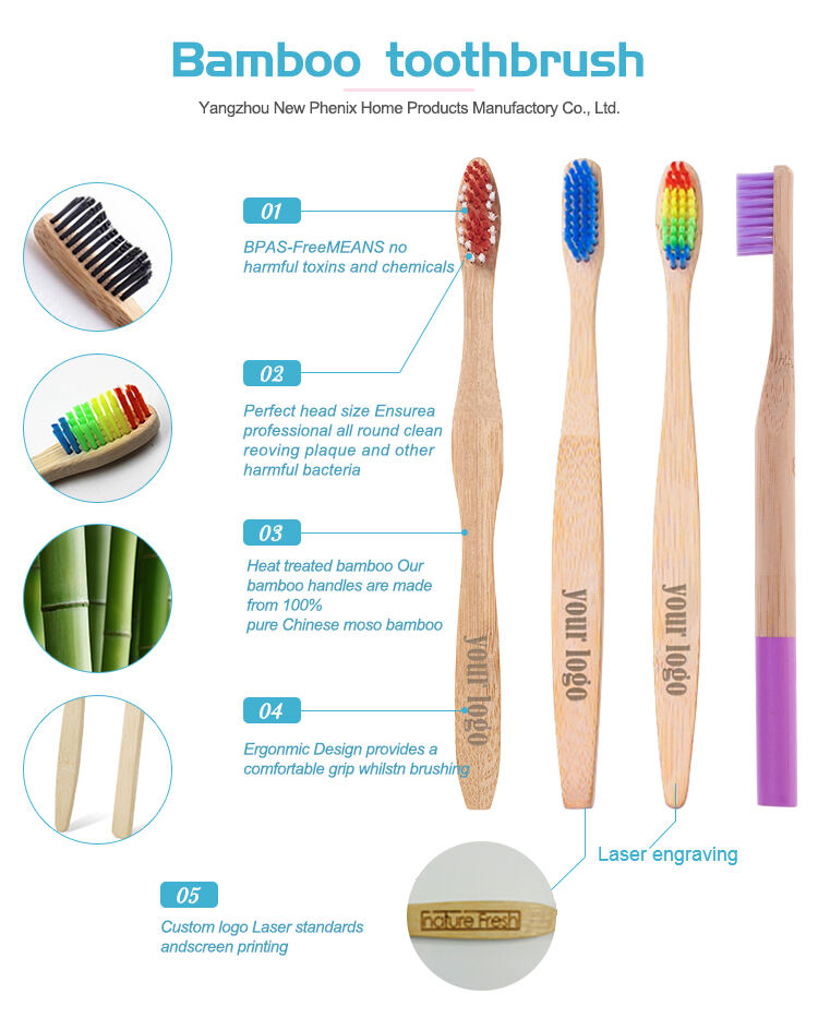 Hot selling high quality environmental organic natural bamboo toothbrush details