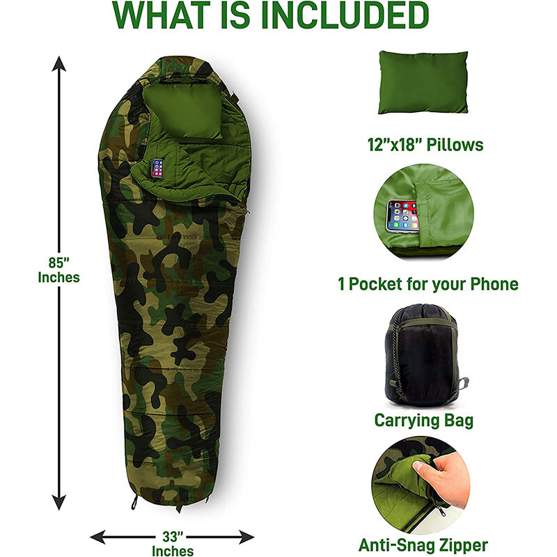 Outdoor Lightweight Weather Proof Mummy emergency sleeping bag camo for Camping, Hiking factory