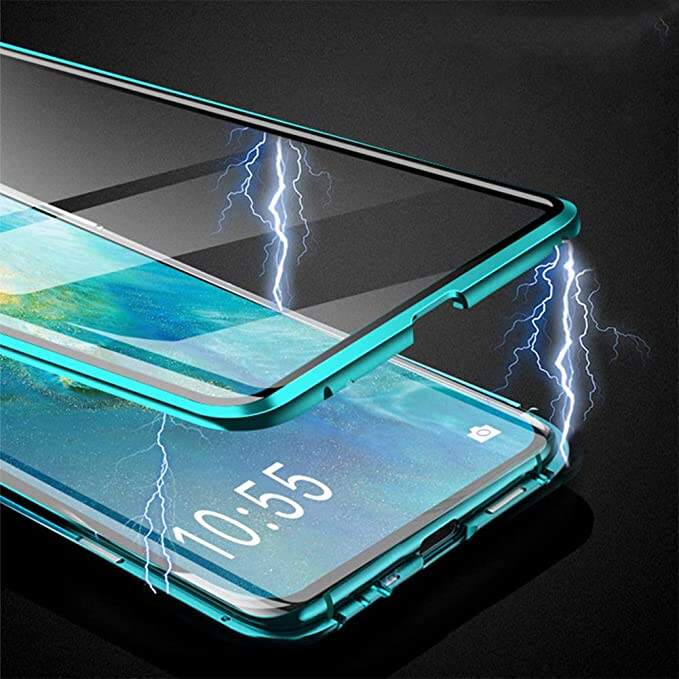 For OPPO A5/A9 Case, Magnetic Adsorption Metal Case Aluminum 9H Tempered Glass Back Cover factory