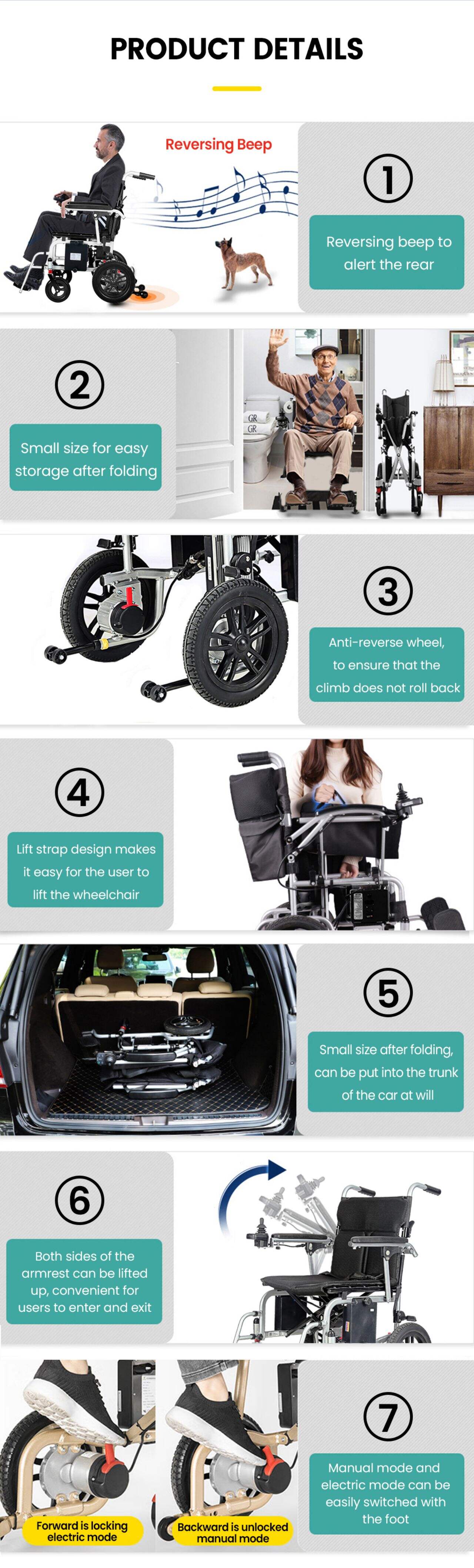 Ksm-509 Disabled Foldable Power Lightweight Only 16.5 Kgs Electric Wheelchair Remote Wheel Chair with Lithium Battery manufacture