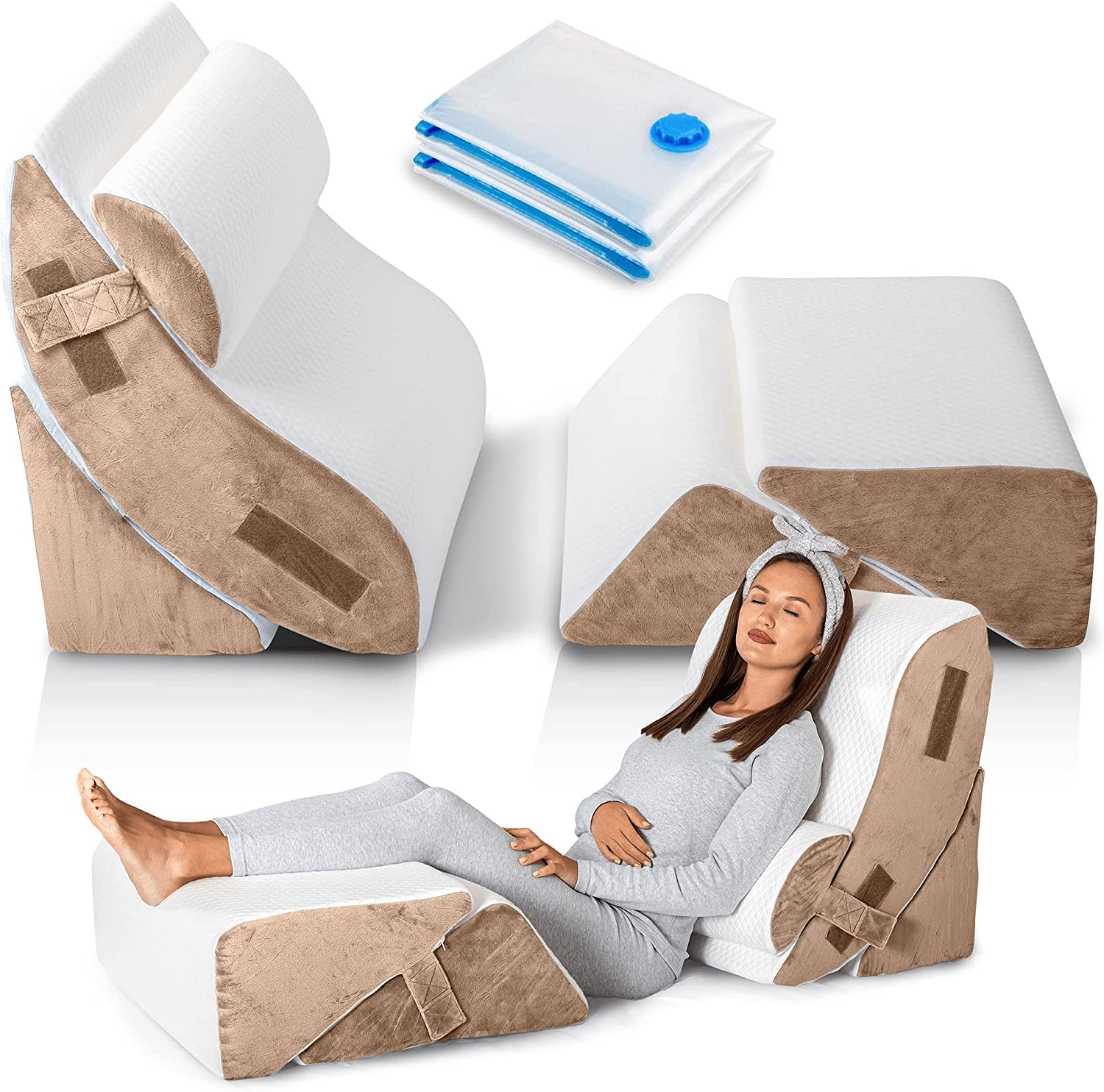 5 Pcs Adjustable Relaxing System Leg Elevation Pillow  Memory Foam Bed Wedge Pillows for Back Support, Pain Relief and Recovery manufacture