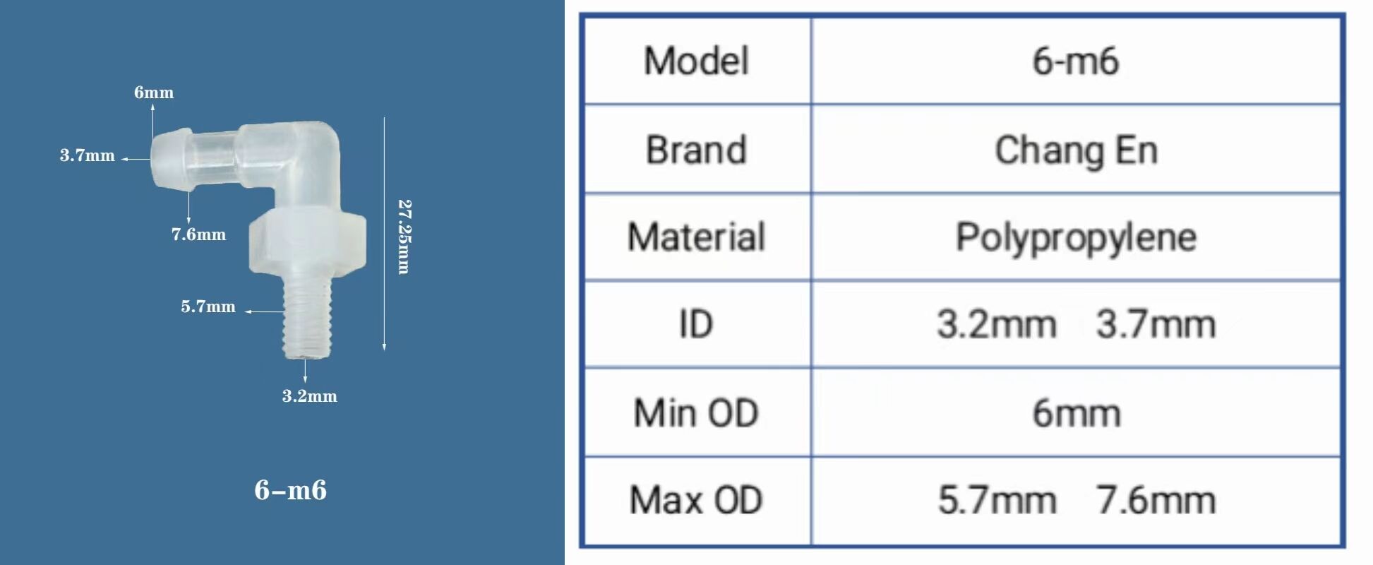 PP Plastic 6-m8 Thread and 8-m8 Threaded M Screw Elbow for Hose Connector Pipe Fittings details