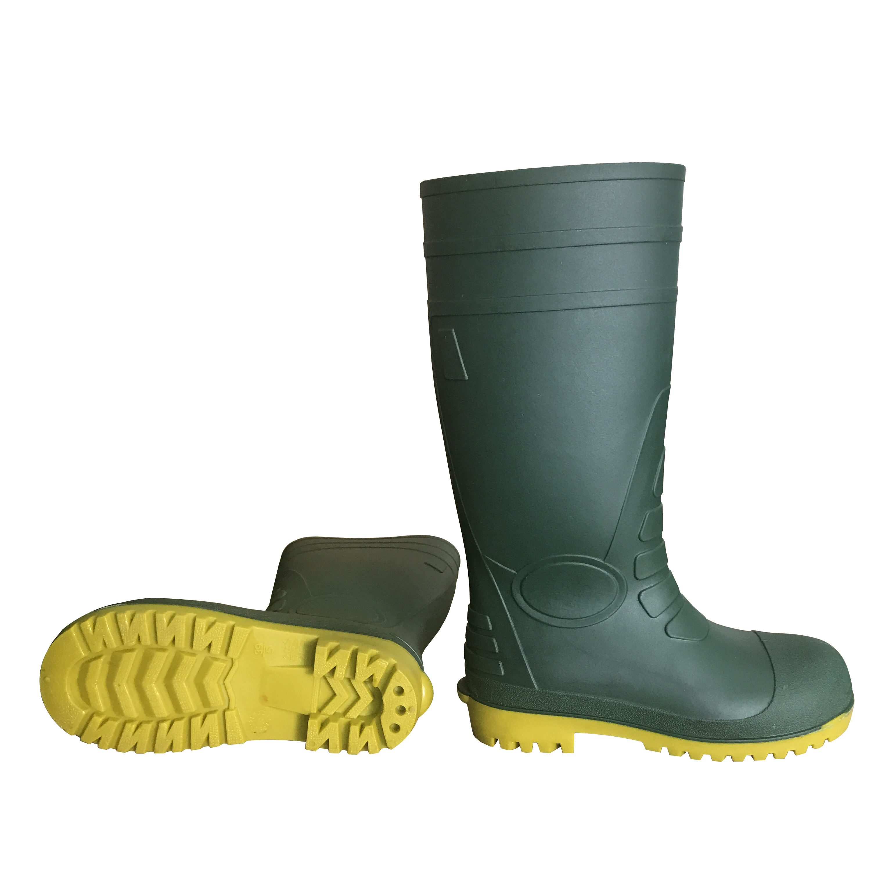 High quality low price waterproof men work PVC safety gumboots rain boots with steel toe supplier