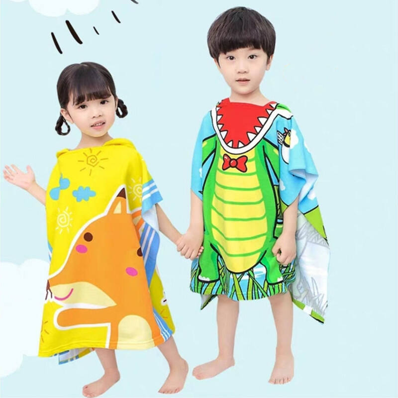 Super Absorbent Microfiber Soft Warm Beach Hooded Poncho Towel For Children supplier