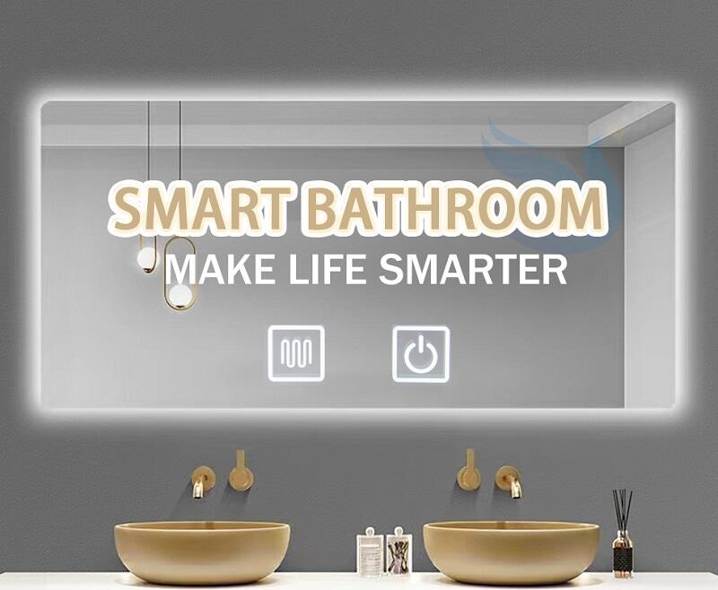 New double button Bluetooth bathroom smart touch mirror LED dimmer switch touch sensor switch With Music and anti-fog factory