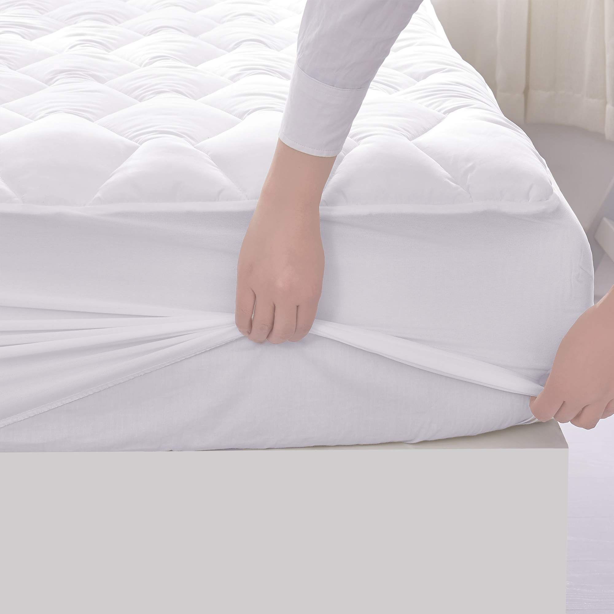 Plain Peach Skin Quilted Mattress Pad factory