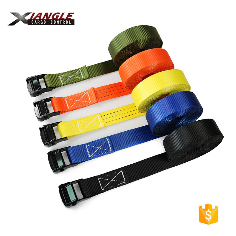 Best motorcycle 25mm polyester webbing cargo lashing 1 inch 550kgs cam buckle tie down straps manufacture